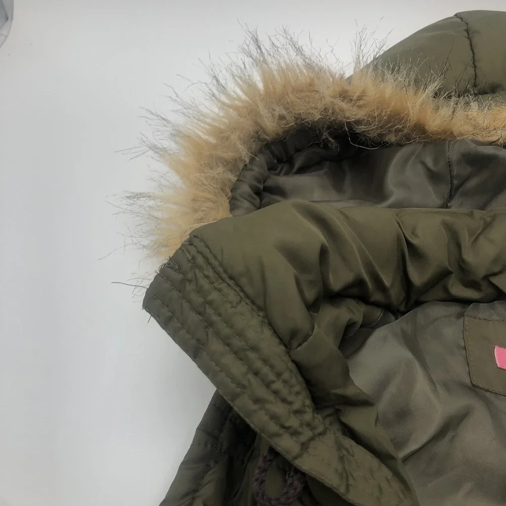 Lola Womens Puffer Vest Hoodie‎ Zipper Front Moss Green Size Small Polyester